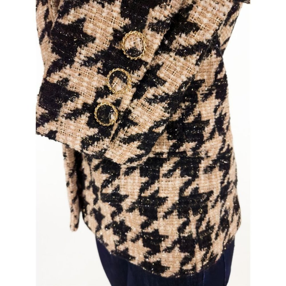 Vintage CHANEL FR 38 US 4 6 Wool Mix Tweed Houndstooth Jacket P61932V47065 - Picture 5 of 11